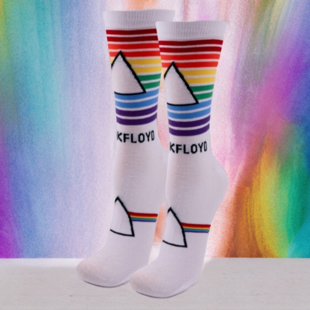 NWT Pink Floyd Official Merchandise Dark Side of the Moon Rainbow Socks Women's